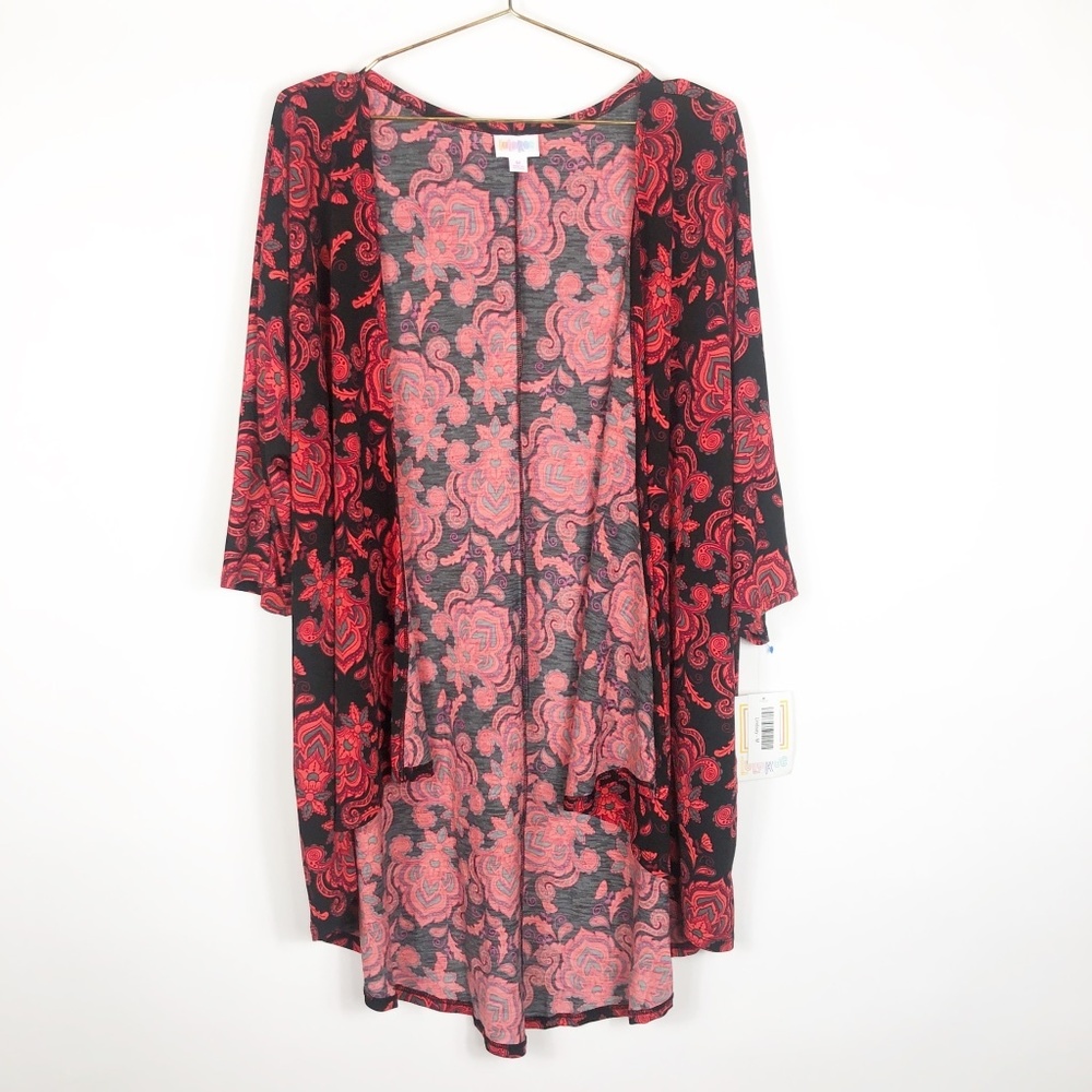 NWT LuLaRoe Lindsay Red Floral Print Kimono